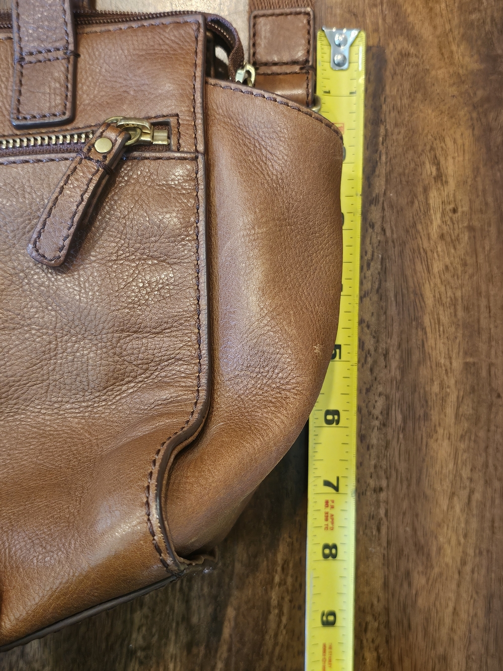 Fossil Brown Leather Satchel Crossbody Bag - Picture 10 of 10